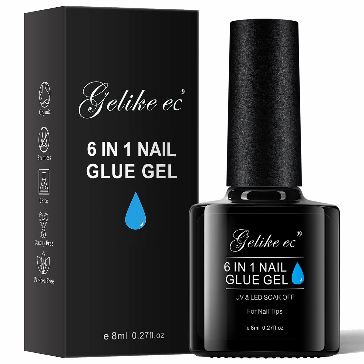 gelike ec Klej żelowy do paznokci sztucznych 6w1, UV, 8 ml