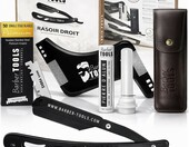BARBER TOOLS brzytwa fryzjerska z 50 ostrzami – zestaw do golenia – zdjęcie 1