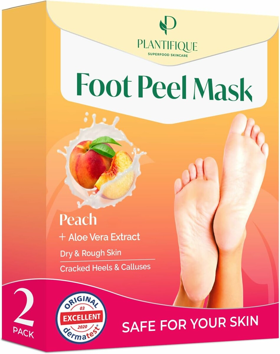 PLANTIFIQUE Maski peelingujące do stóp 2 pary – peeling z brzoskwinią