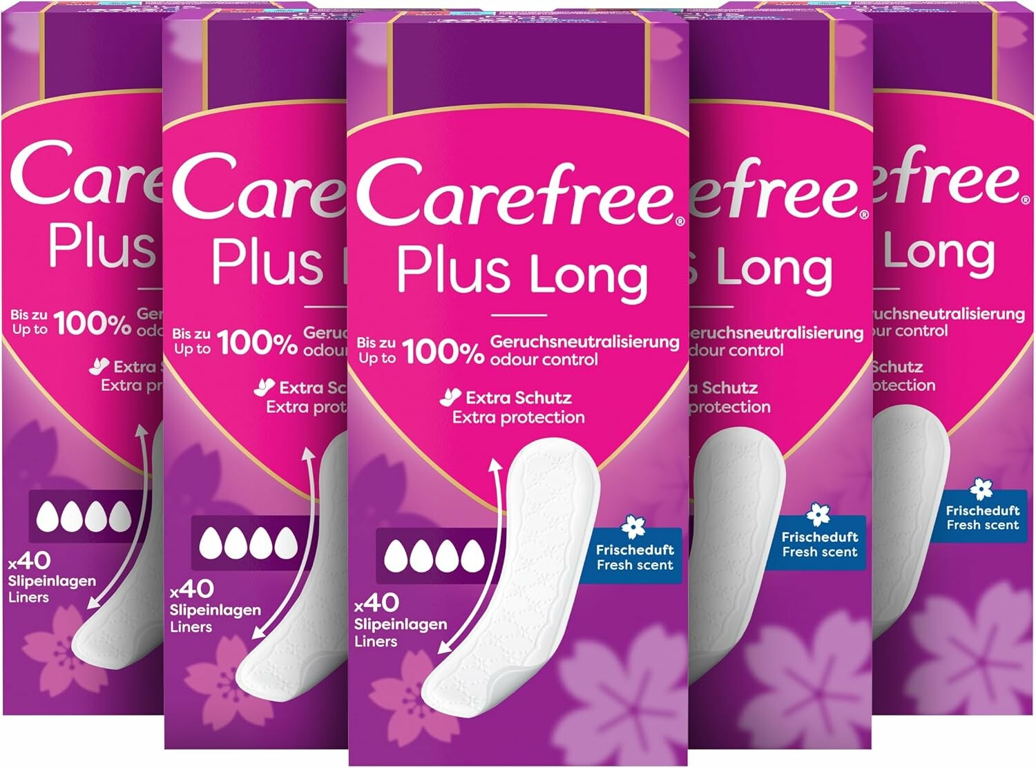 Carefree Wkładki higieniczne Plus Long 5x40 szt.