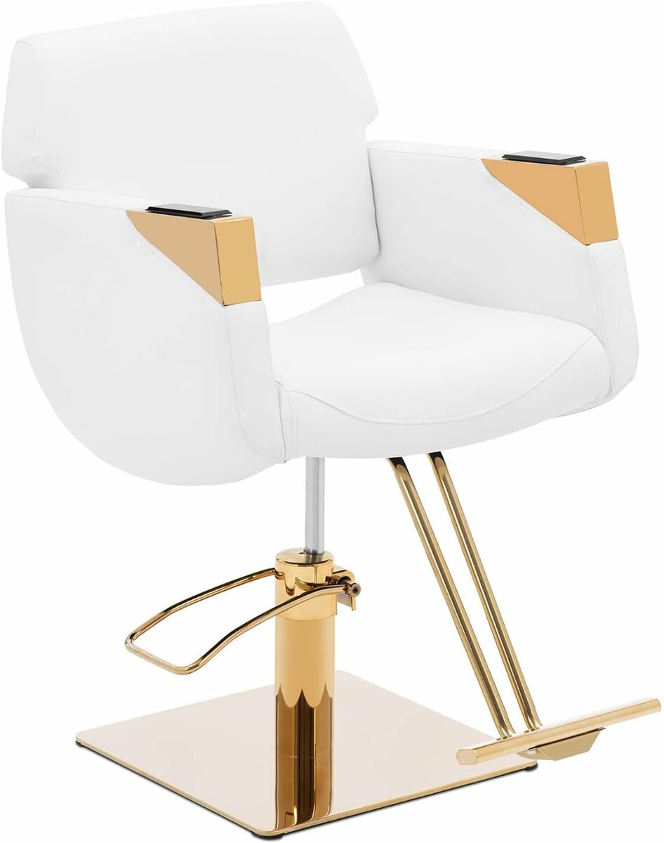 physa Penryn White & Gold krzesło fryzjerskie z podnóżkiem