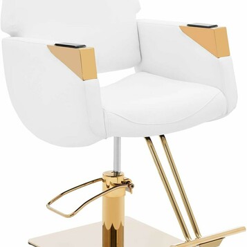 physa Penryn White & Gold krzesło fryzjerskie z podnóżkiem
