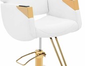 physa Penryn White & Gold krzesło fryzjerskie z podnóżkiem – zdjęcie 1