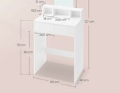 VASAGLE Toaletka kosmetyczna z lustrem i 2 szufladami, biala – zdjęcie 5