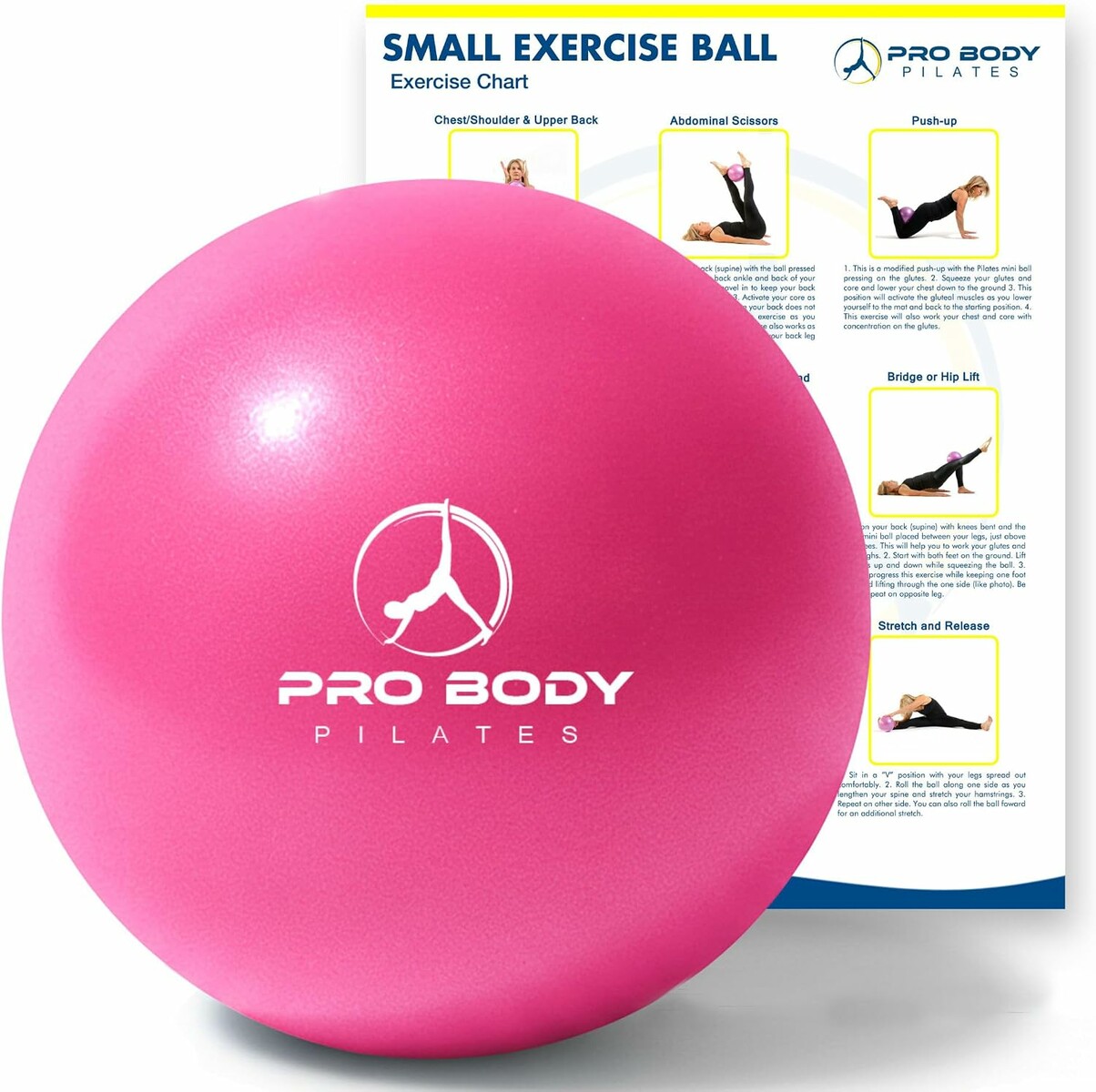 ProBody Pilates Mini piłka rehabilitacyjna 23 cm, różowa