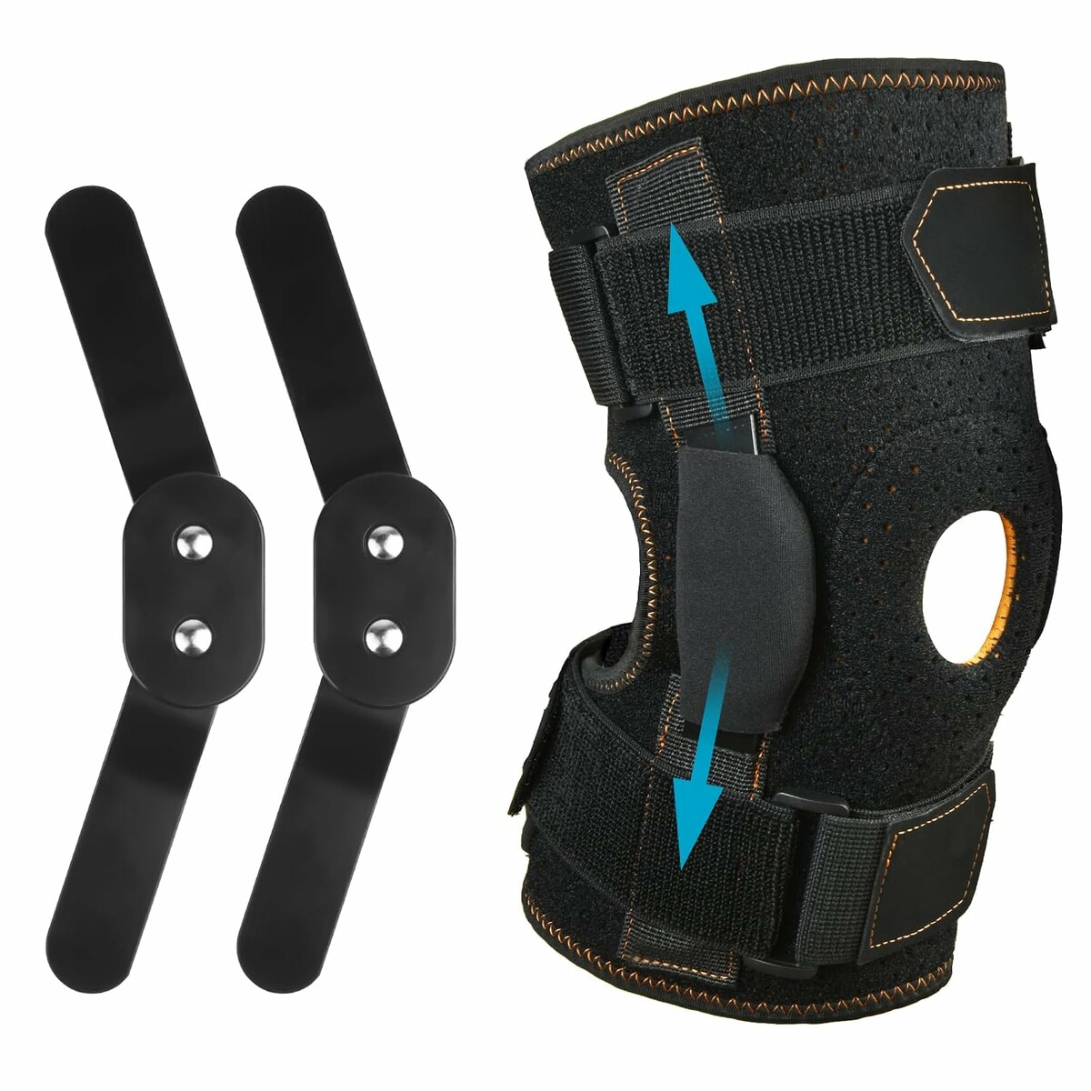 AOOWU Stabilizator kolana na zawiasach z otwartą rzepką, rozmiar L