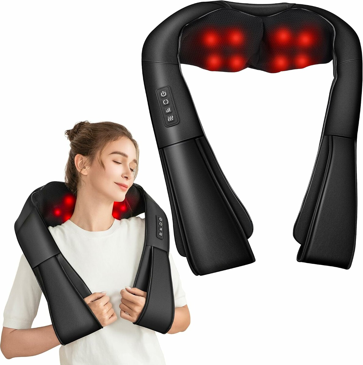 Brelley Masazer do karku i pleców Shiatsu z funkcja grzania