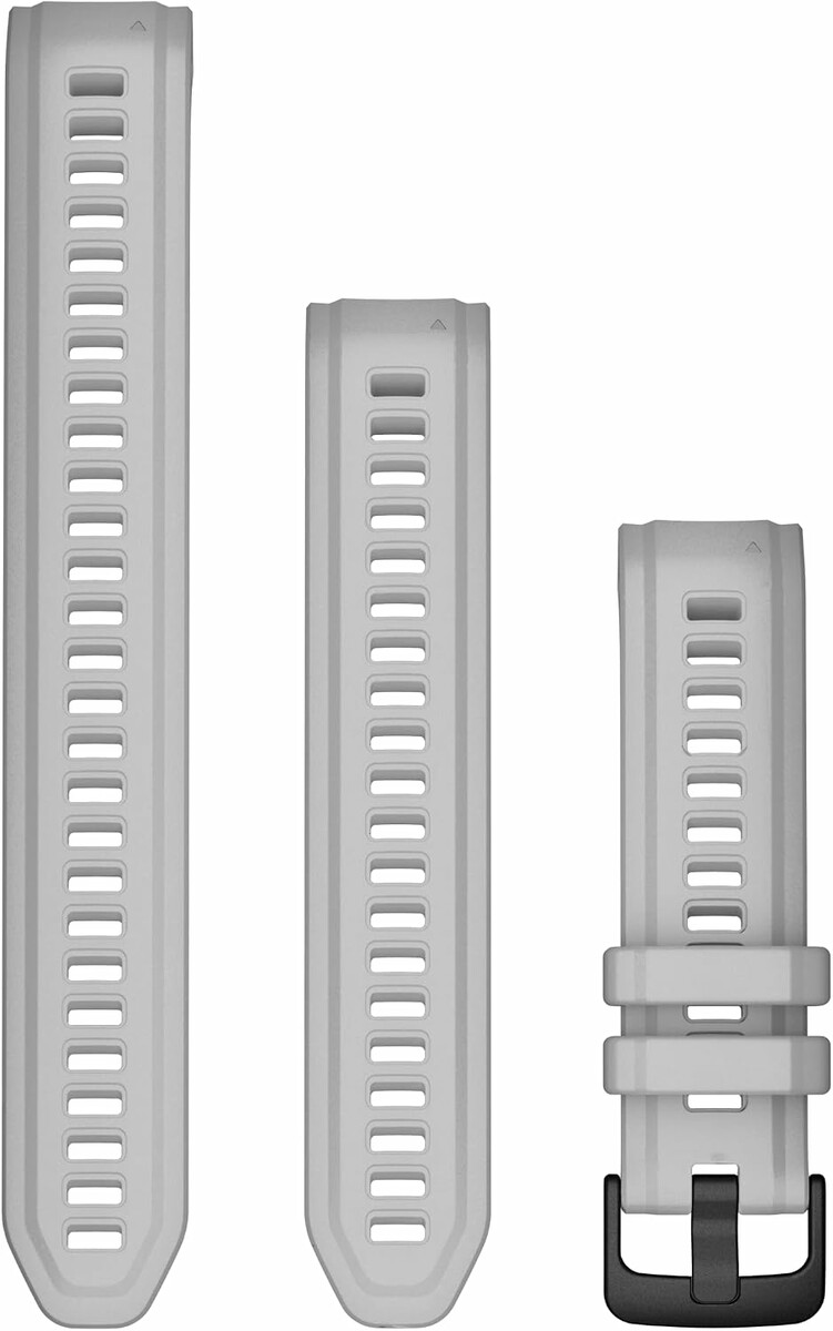 Garmin Pasek 20 mm – silikonowy jasnoszary, czarne okucia stalowe