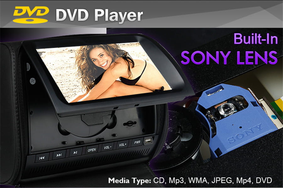 Zagłówek multimedialny LCD 9 cali HD DVD