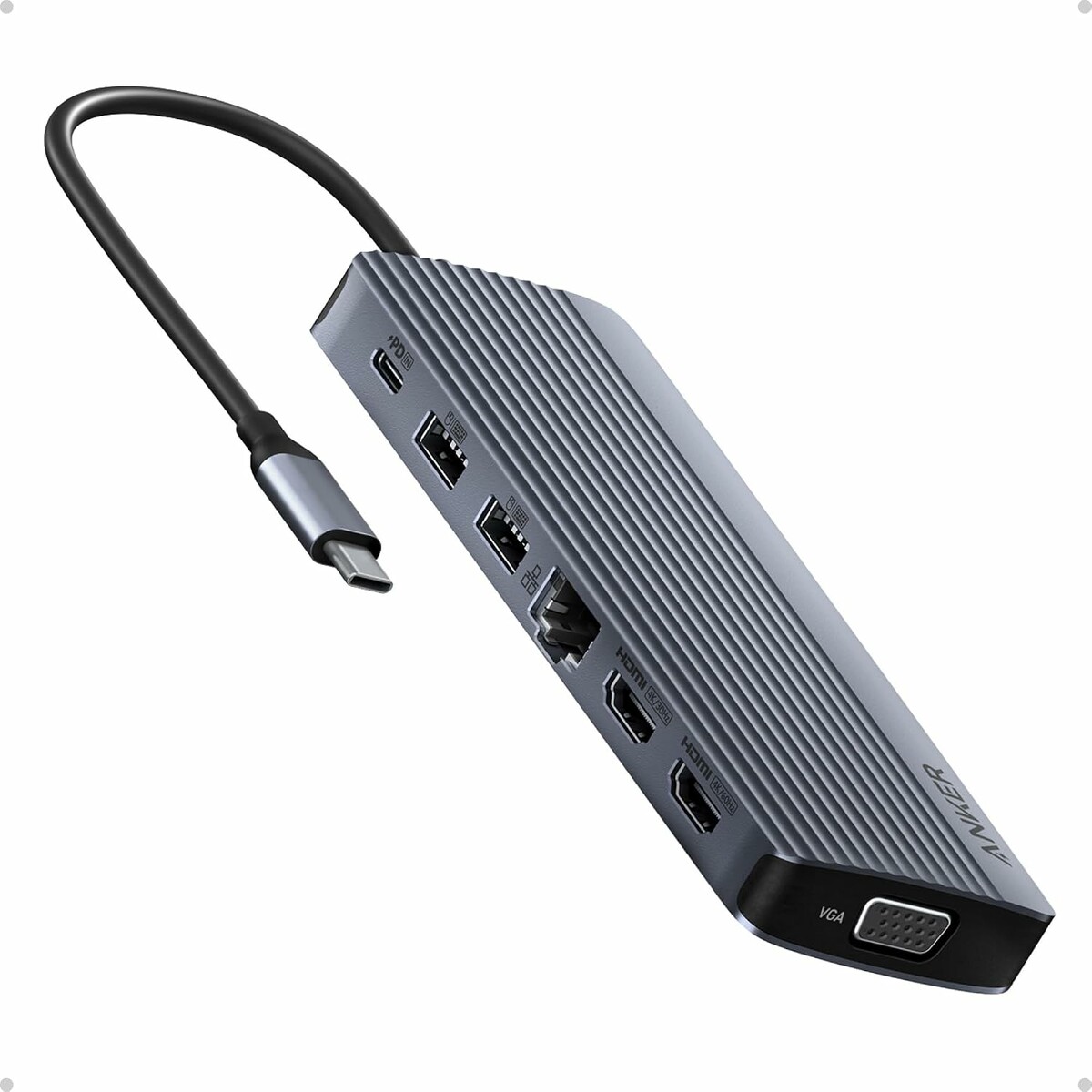 Anker hub USB-C 14 w 1, potrójny wyświetlacz, 2x HDMI + VGA