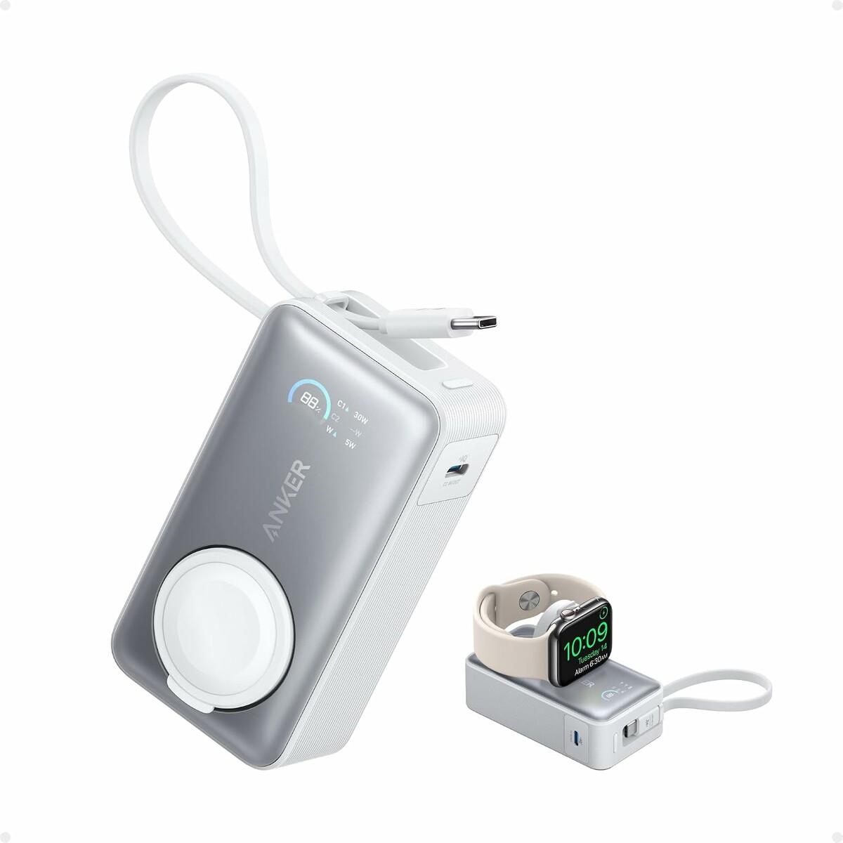 Anker MagGo 10000 mAh 35 W - powerbank z ładowarką do Apple Watch, biały