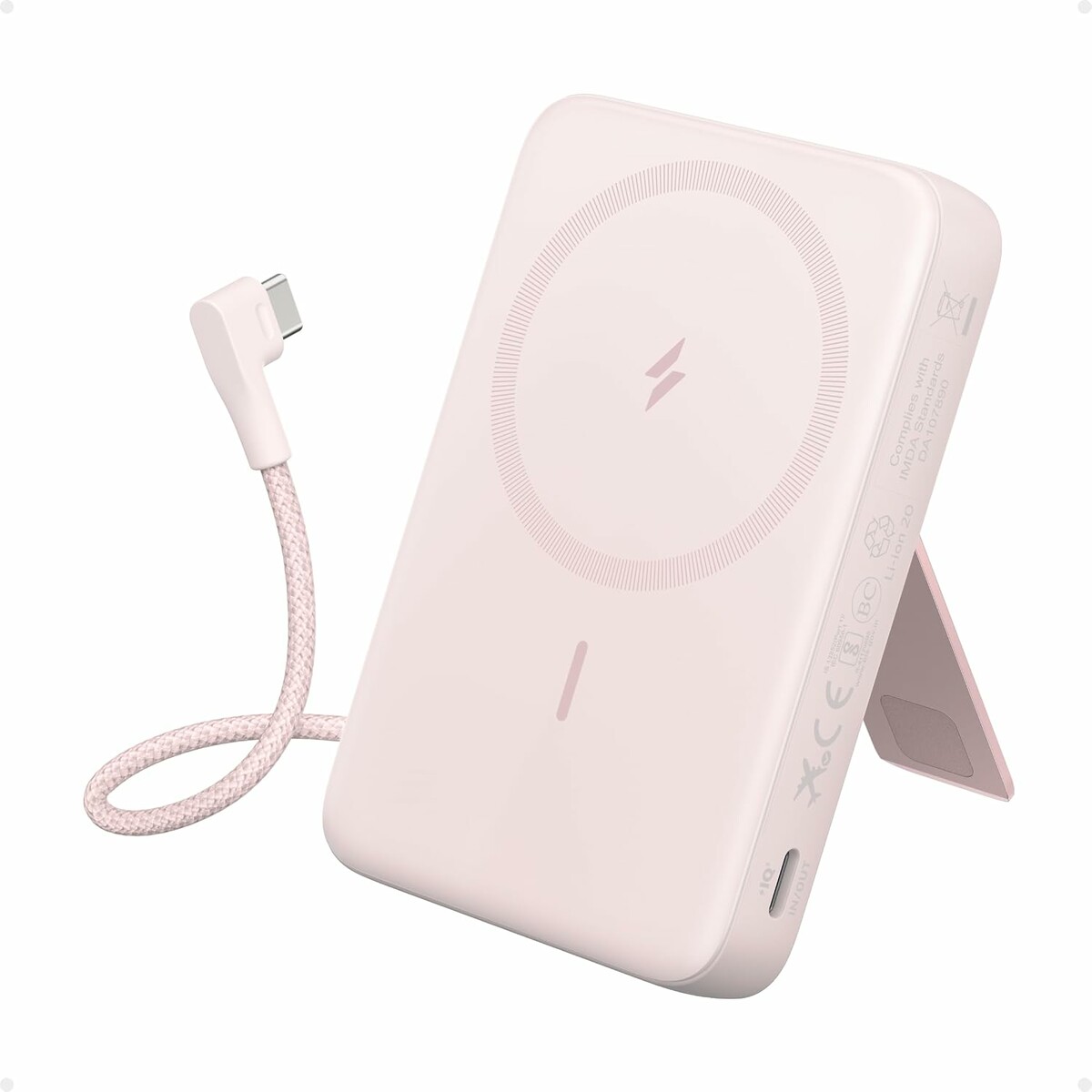 Anker Zolo magnetyczny powerbank 10000 mAh 30 W z podstawką, różowy