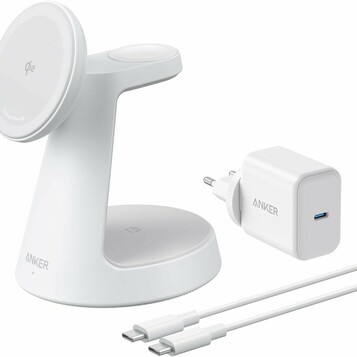 Anker MagGo 3w1 Qi2 15 W - stacja ładująca ze stojakiem, biała