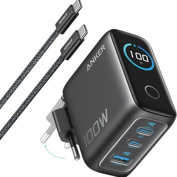 Anker ładowarka USB-C 100 W GaN z wyświetlaczem, ciemnoszara