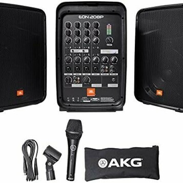 JBL EON208P - przenośny system nagłośnieniowy 300 W z mikserem i mikrofonem
