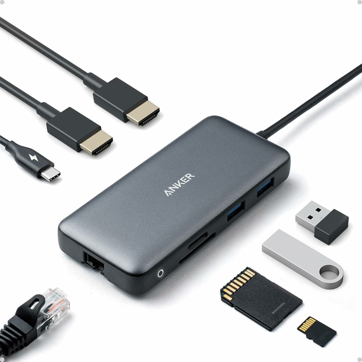 Anker PowerExpand hub USB-C 8 w 1, podwójny HDMI 4K, Ethernet