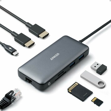 Anker PowerExpand hub USB-C 8 w 1, podwójny HDMI 4K, Ethernet