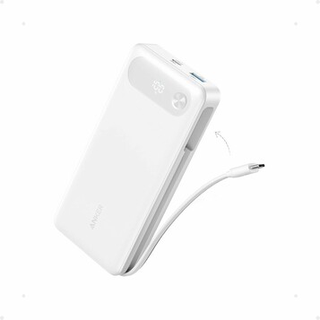 Anker powerbank 20000 mAh 87 W z wbudowanym kablem USB-C, biały