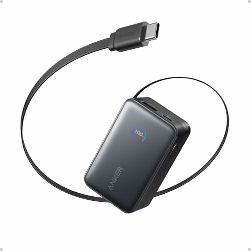 Anker Nano Powerbank 10000 mAh ze zwijanym kablem USB-C 45 W, czarny