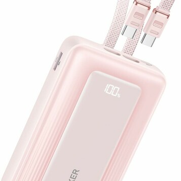 Anker Zolo Powerbank 20000 mAh 45 W – z wbudowanymi kablami, różowy