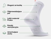 DANISH ENDURANCE Skarpety do biegania – 3-pak, białe, r. 43-47 – zdjęcie 2