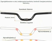PLATT kierownica rowerowa MTB 25,4 mm – aluminiowa, podniesiona 70 mm – zdjęcie 2