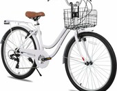 Hiland Beach Cruiser 26 cali - rower cruiser z koszem, fioletowy – zdjęcie 1
