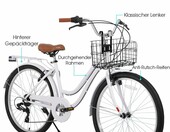 Hiland Beach Cruiser 26 cali - rower cruiser z koszem, fioletowy – zdjęcie 3
