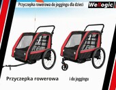 Wellogic - przyczepka rowerowa 2w1 dla 2 dzieci, czerwona – zdjęcie 2
