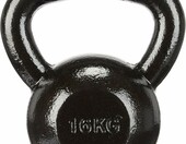 Amazon Basics Kettlebell żeliwny 16 kg - hantla kulowa czarna – zdjęcie 1