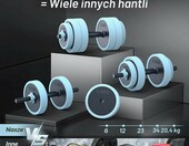 PASYOU Zestaw kulturystyczny 4w1 20 kg - hantle, sztanga, kettlebell, push-up – zdjęcie 3