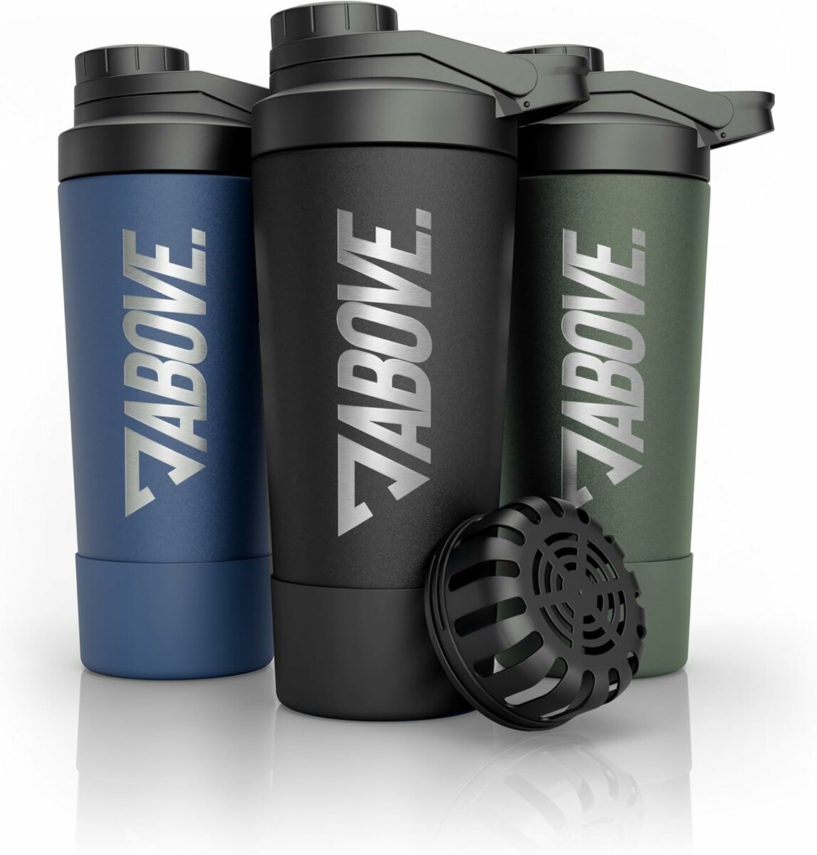 ABOVE. Shaker Białkowy Inox 750 ml - stalowa butelka izolowana, czarna