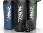 ABOVE. Shaker Białkowy Inox 750 ml - stalowa butelka izolowana, czarna – zdjęcie 1