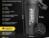 ABOVE. Shaker Białkowy Inox 750 ml - stalowa butelka izolowana, czarna – zdjęcie 2