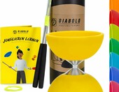 Diabolo Freizeitsport zestaw podstawowy do diabolo, żółty, z pałeczkami – zdjęcie 1