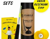 Diabolo Freizeitsport zestaw podstawowy do diabolo, żółty, z pałeczkami – zdjęcie 5