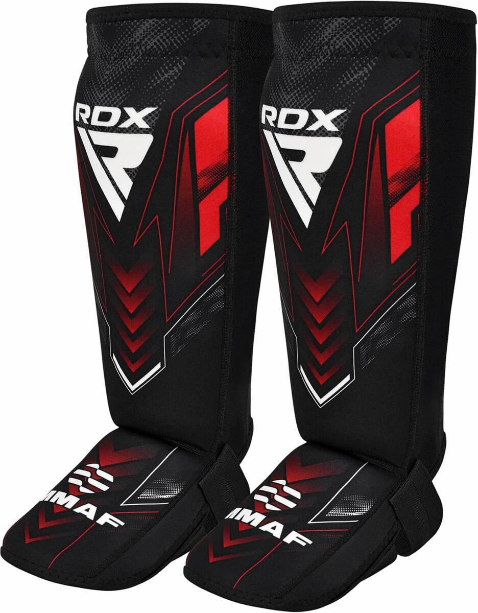 RDX Ochraniacze goleni MMA - nagolenniki do sparingu, czerwone, S