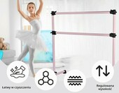 Hocomay przenośny drążek baletowy wolnostojący, podwójny, regulowany – zdjęcie 4