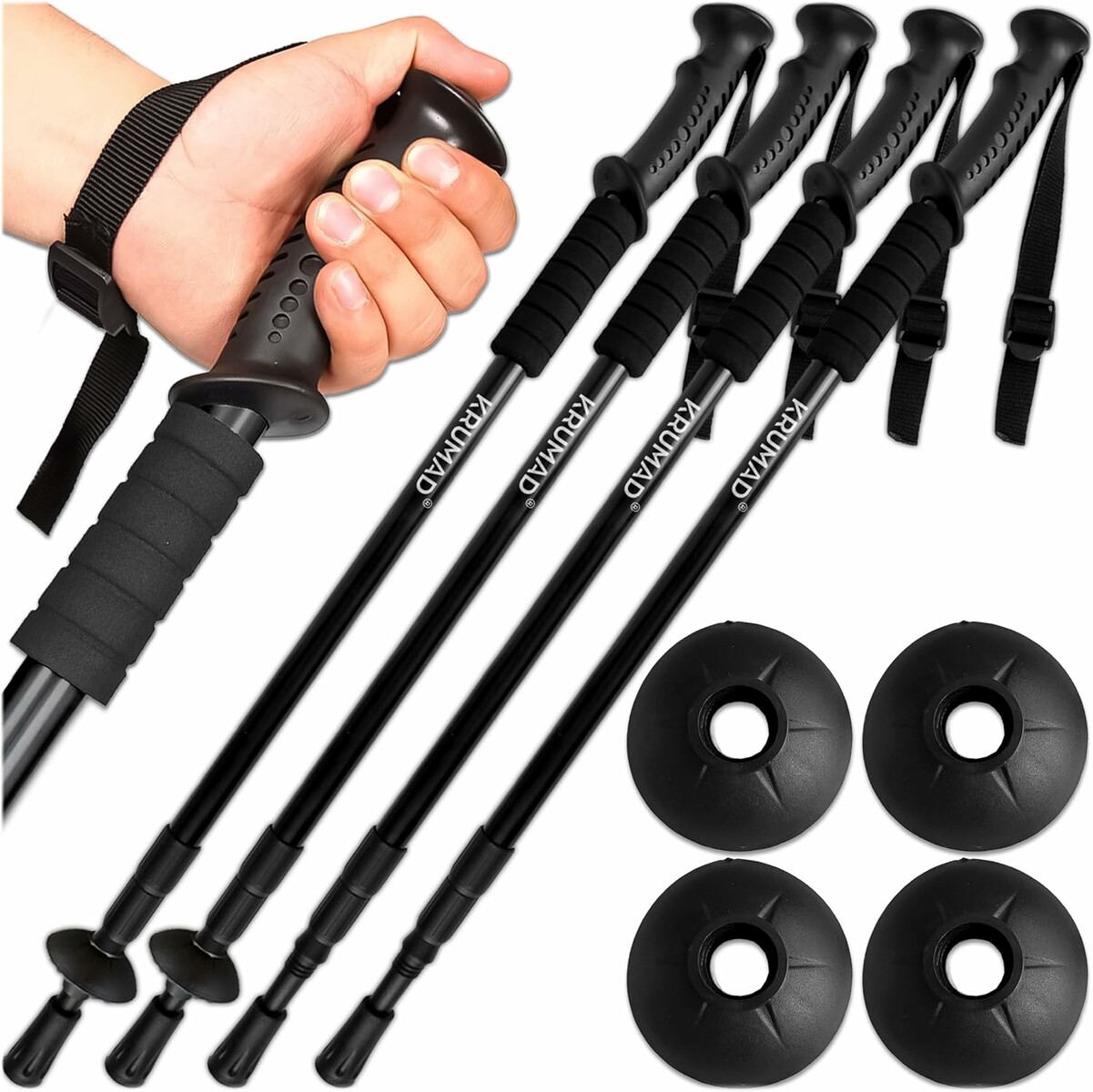 KRUMAD kijki do Nordic Walking regulowane 64-134 cm, aluminiowe, 2 pary