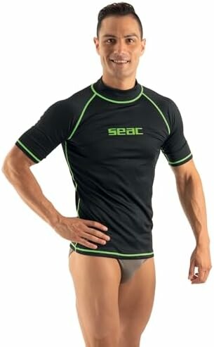 SEAC T-Sun Short – koszulka do pływania rashguard z ochroną UV, czarna, XL