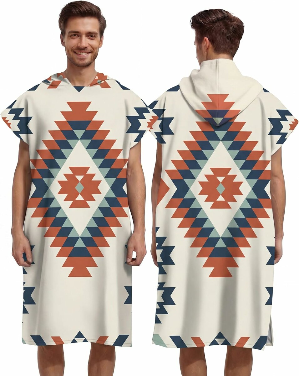Poncho surfingowe z mikrofibry - ręcznik do przebierania z kapturem, M
