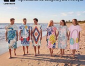Poncho surfingowe z mikrofibry - ręcznik do przebierania z kapturem, M – zdjęcie 3