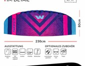 Wolkenstürmer Paraflex Sport 1.7 – latawiec trakcyjny do snowkitingu, niebieski – zdjęcie 3