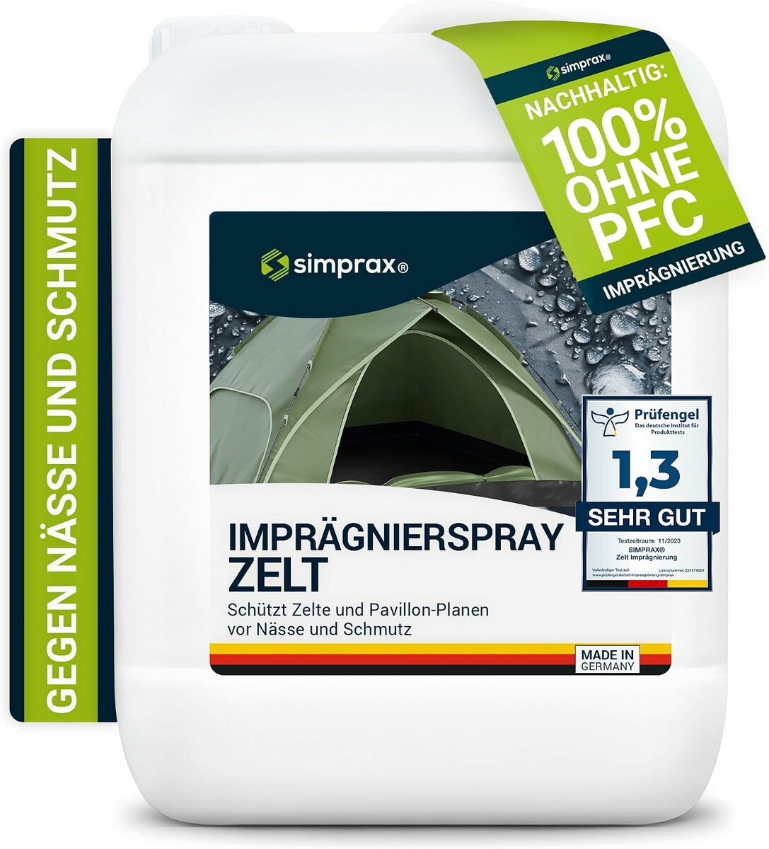 simprax impregnat do namiotow i pawilonow 2,5 l, spray hydrofobowy bez PFC