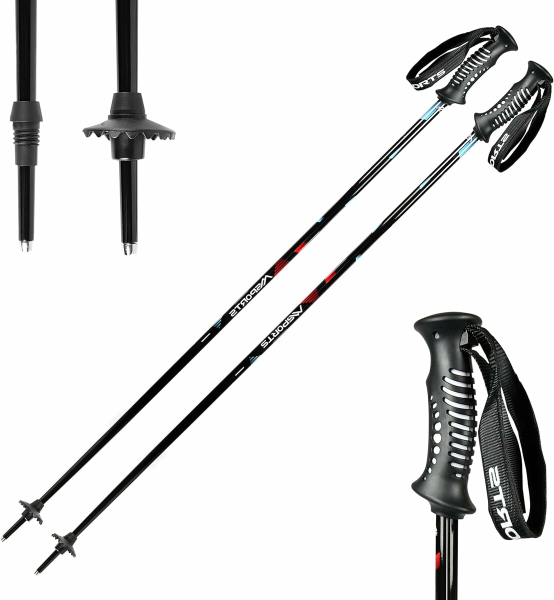 MSPORTS Kijki narciarskie Premium 120 cm z talerzykami śniegowymi, aluminiowe