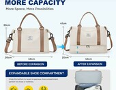 SEAFEW torba podrozna weekendowa 40x30x20 z przegroda na buty, bezowo-brazowa – zdjęcie 4