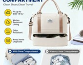 SEAFEW torba podrozna weekendowa 40x30x20 z przegroda na buty, bezowo-brazowa – zdjęcie 5