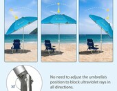 Parasol plazowy 180 cm przechylny AMMSUN (stan nowy) – zdjęcie 3
