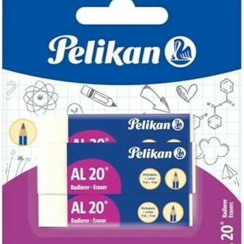 Pelikan Gumki do ścierania AL.20, zestaw 3 sztuk, białe