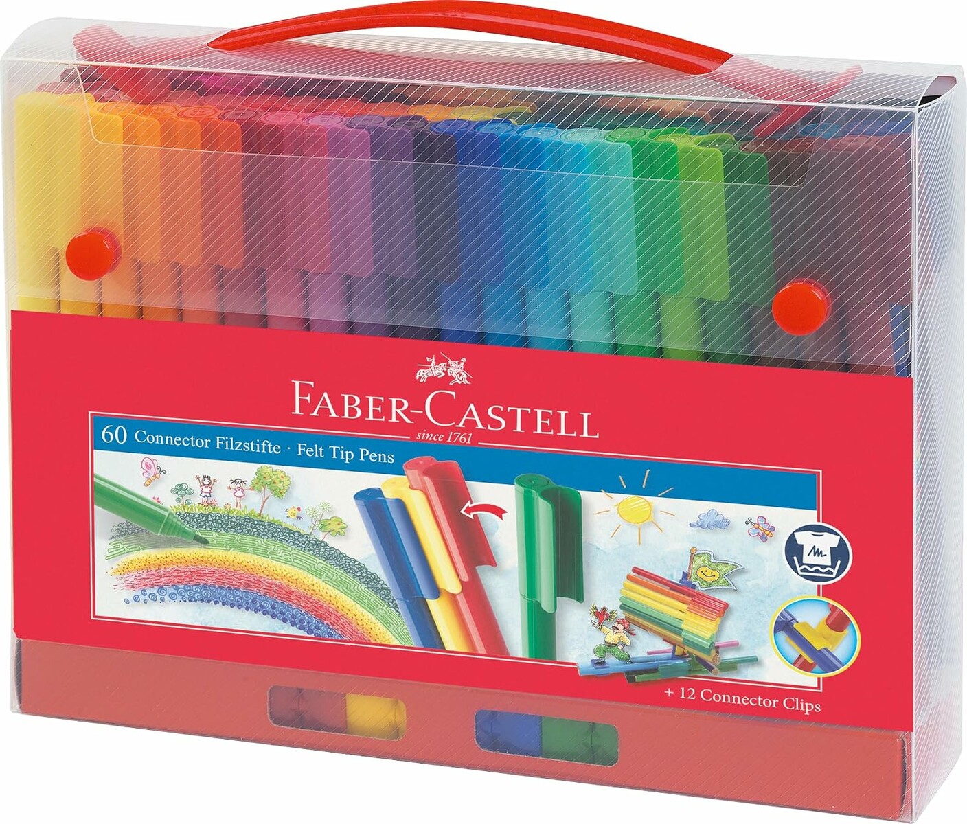 Faber-Castell Flamastry Connector 60 kolorów w walizce - pisaki dla dzieci